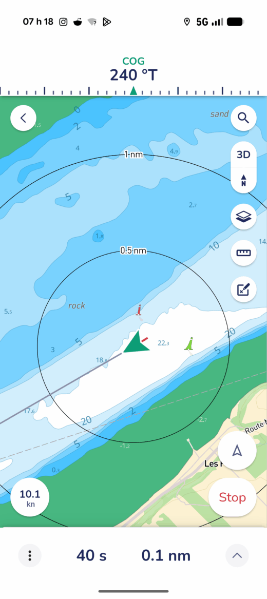 Navigation avec Savvy Navvy.